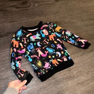 Black Colorful Zodiac Print Little Sleepies Bamboo Crewneck Pullover 18-24